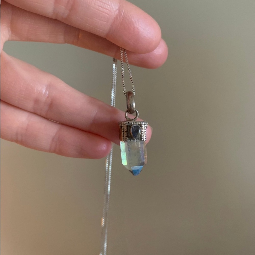 Silver Crystal Pendant Necklace